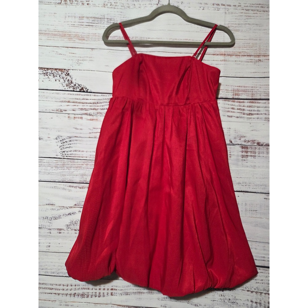A New Day Red Bubble Hem Mini Dress XS Smocked Back Sleeveless Pockets